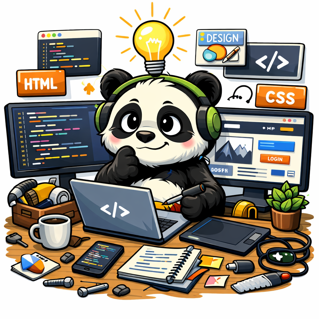 Panda with tools